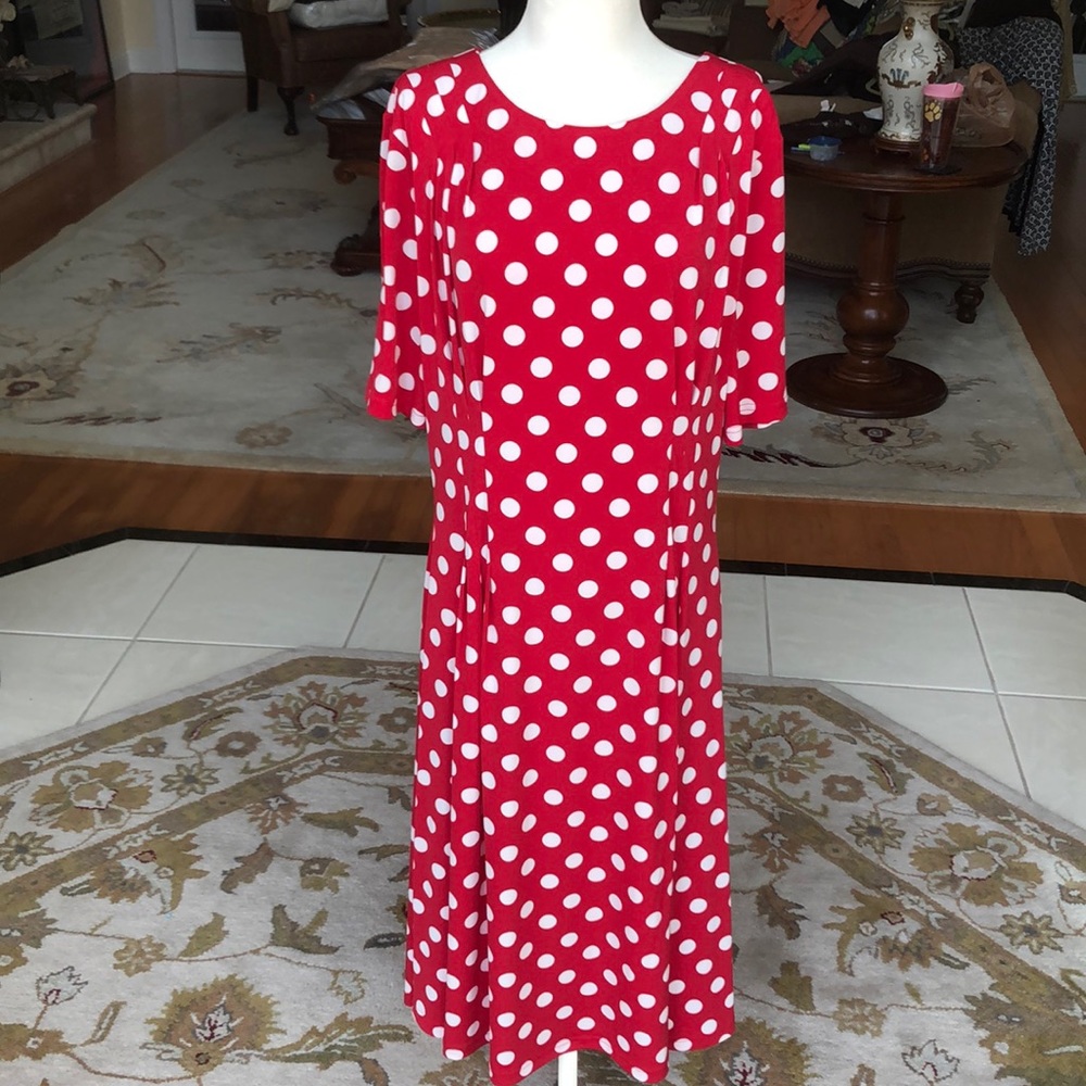 J.Peterman NWOT Red and White polkadot dress